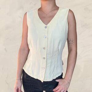 coldwater creek butter yellow vest top size medium